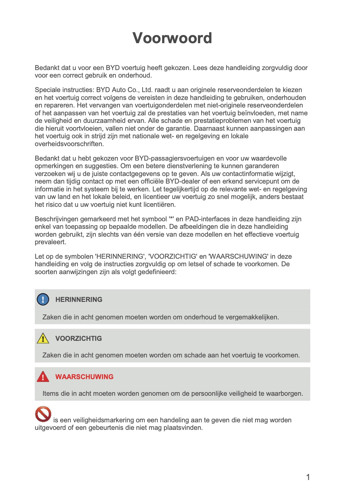 2024-2026 BYD SEAL U DM-i Owner's Manual | Dutch