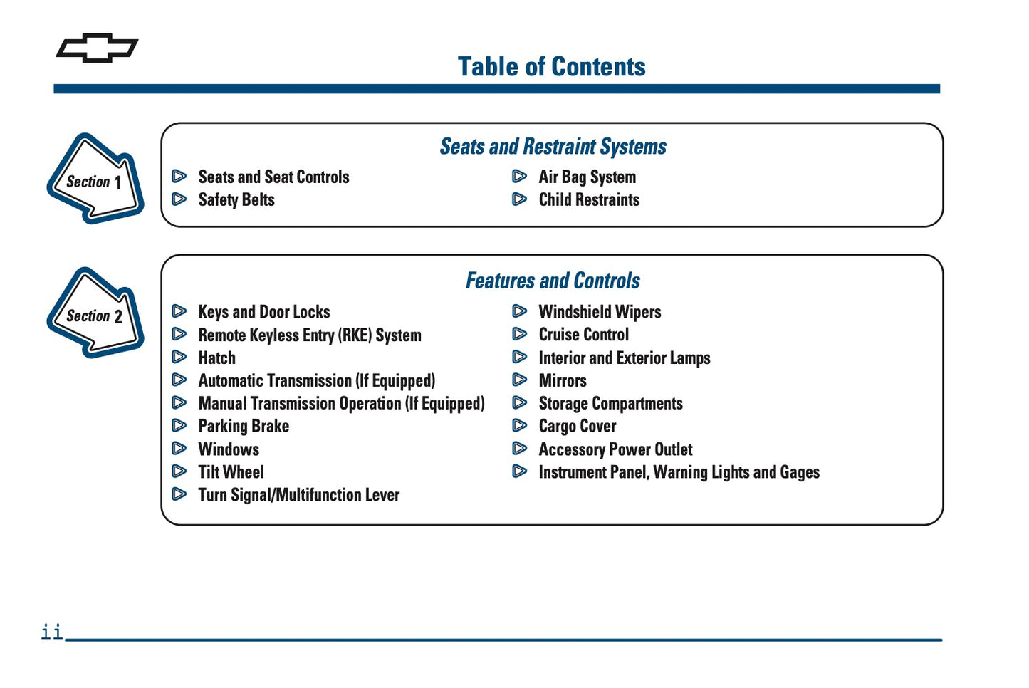 2000 Chevrolet Camaro Owner's Manual | English US
