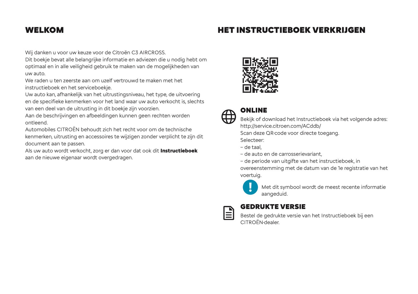 2025 Citroën C3 Aircross Gebruikershandleiding | Nederlands