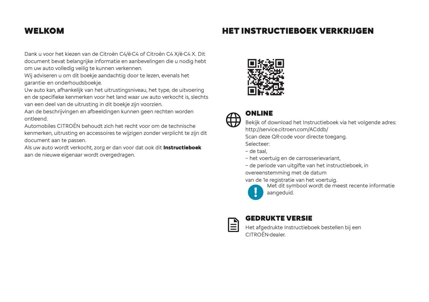 2026 Citroën C4/C4 X Gebruikershandleiding | Nederlands