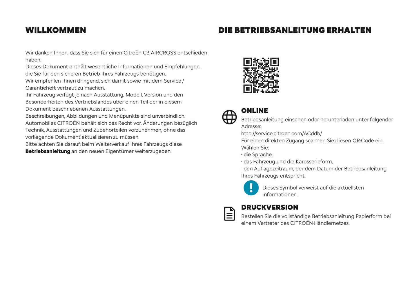 2025 Citroën C3 Aircross Bedienungsanleitung | Deutsch