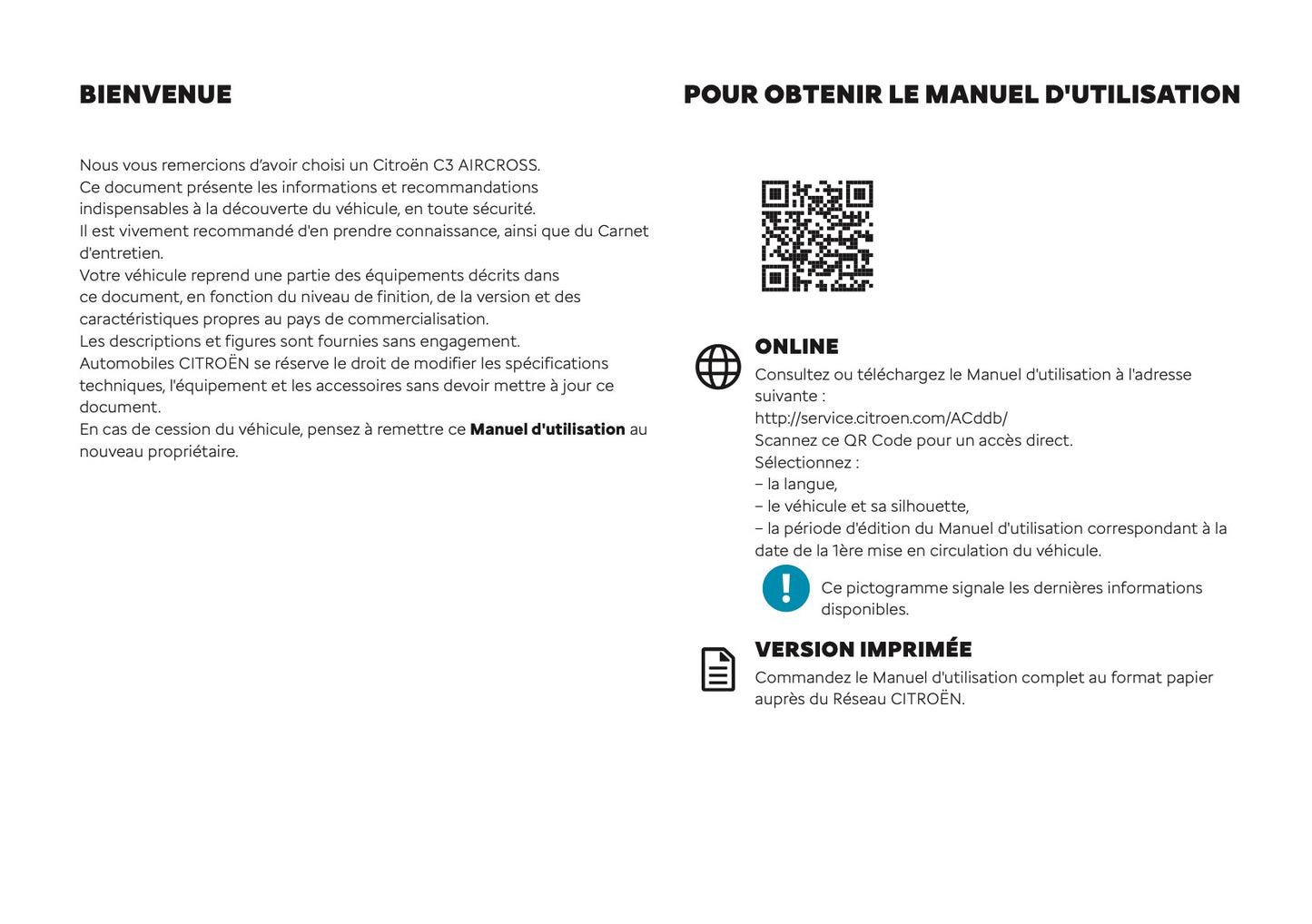 2025 Citroën C3 Aircross Owner's Manual | French