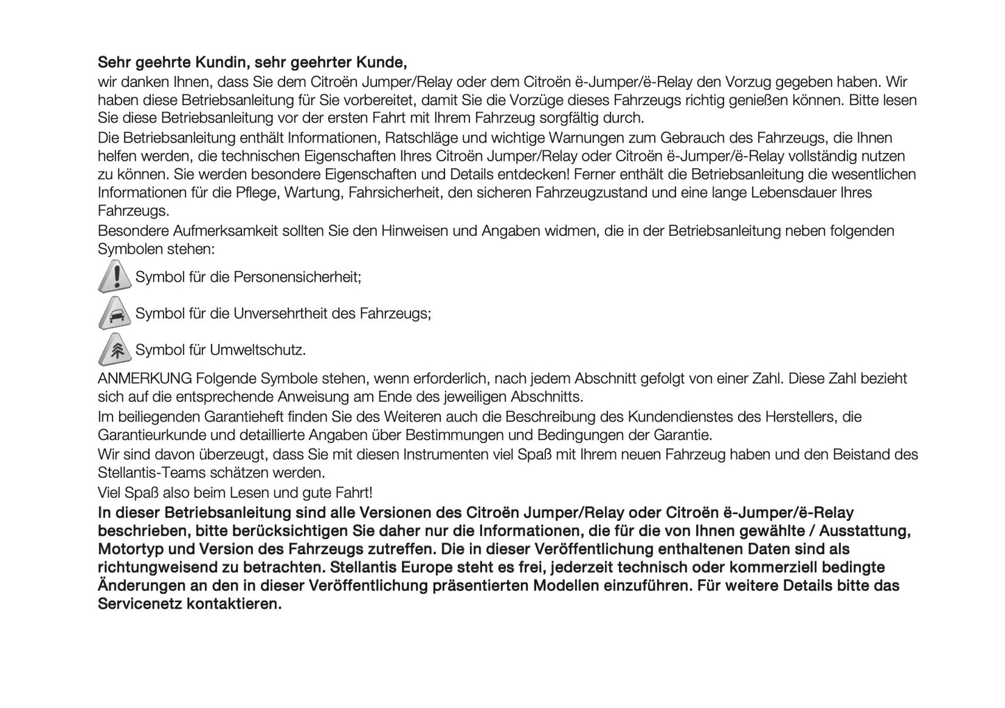 2025 Citroën Jumper/Relay Owner's Manual | German