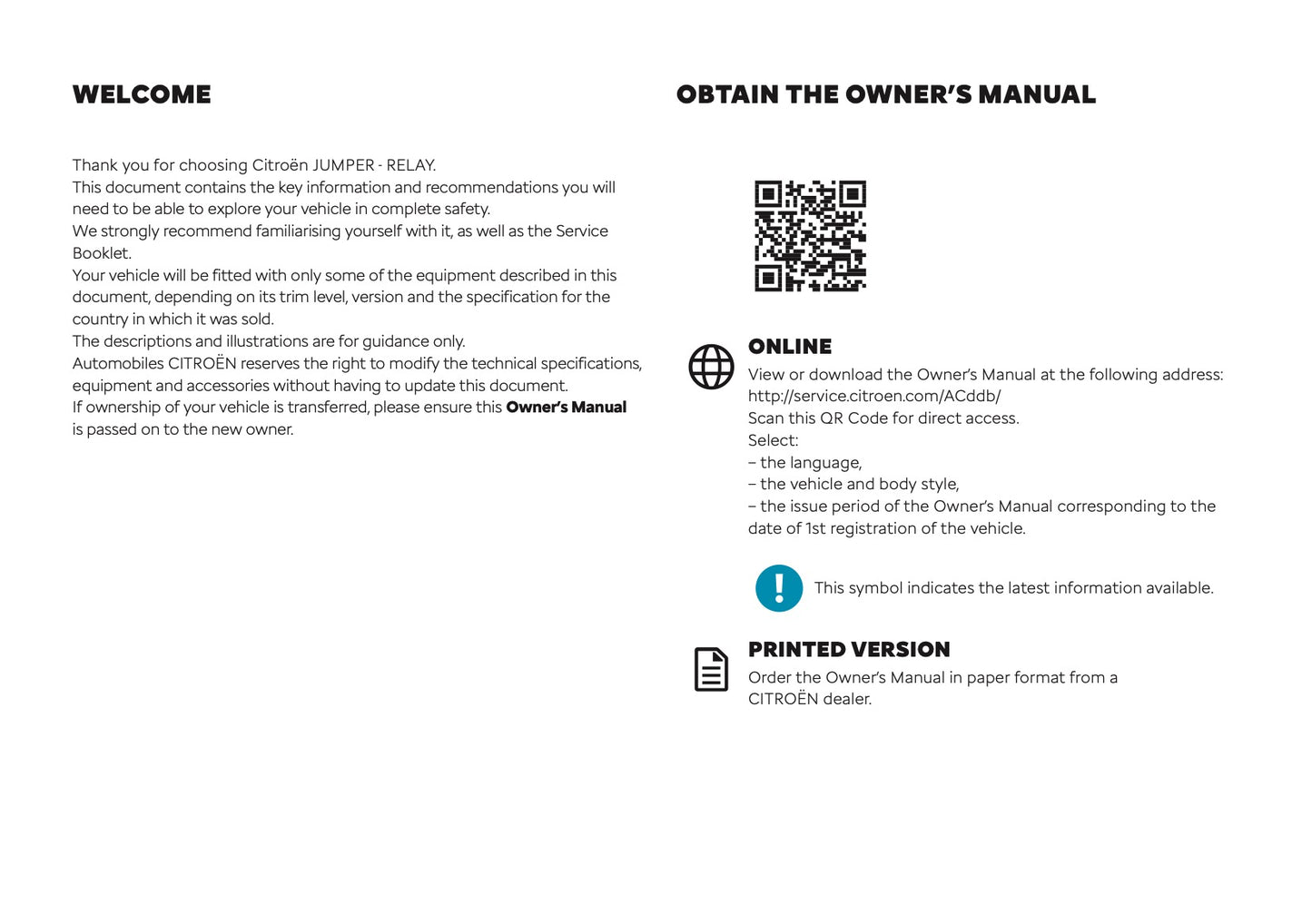 2025 Citroën Jumper/Relay Owner's Manual | English