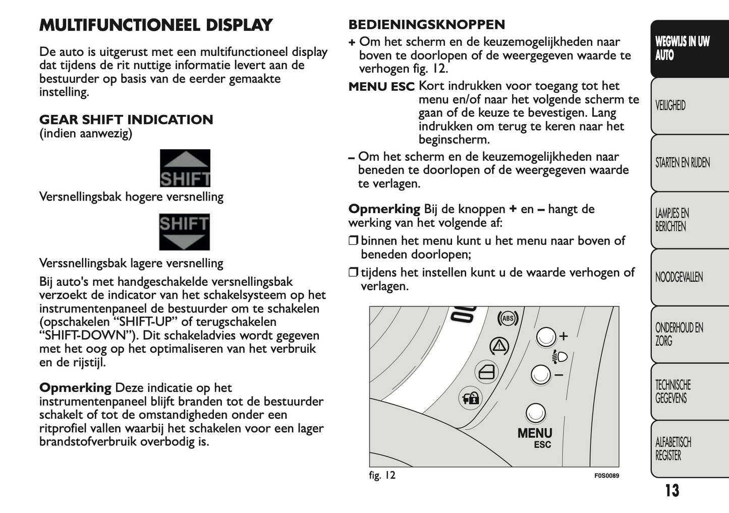 2011 Fiat 500 Owner's Manual | Dutch