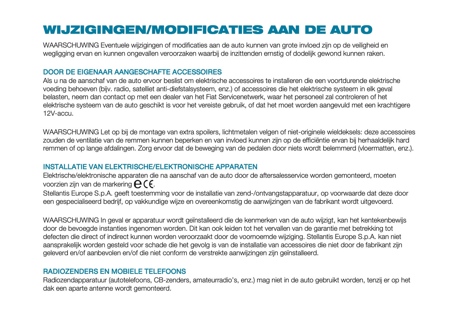 2025 Fiat 500e Owner's Manual | Dutch