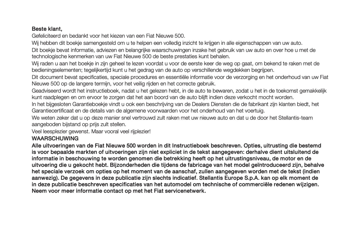 2026 Fiat 500 Owner's Manual | Dutch