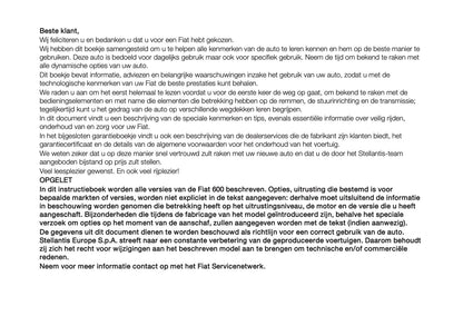 2024-2025 Fiat 600 Owner's Manual | Dutch