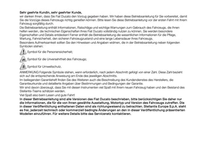 2025 Fiat Ducato Bedienungsanleitung | Deutsch