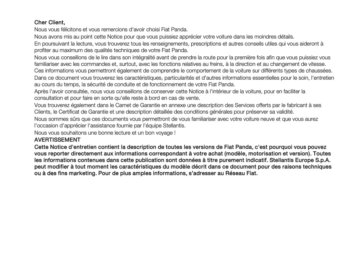 2024-2025 Fiat Panda/Panda Cross Owner's Manual | French