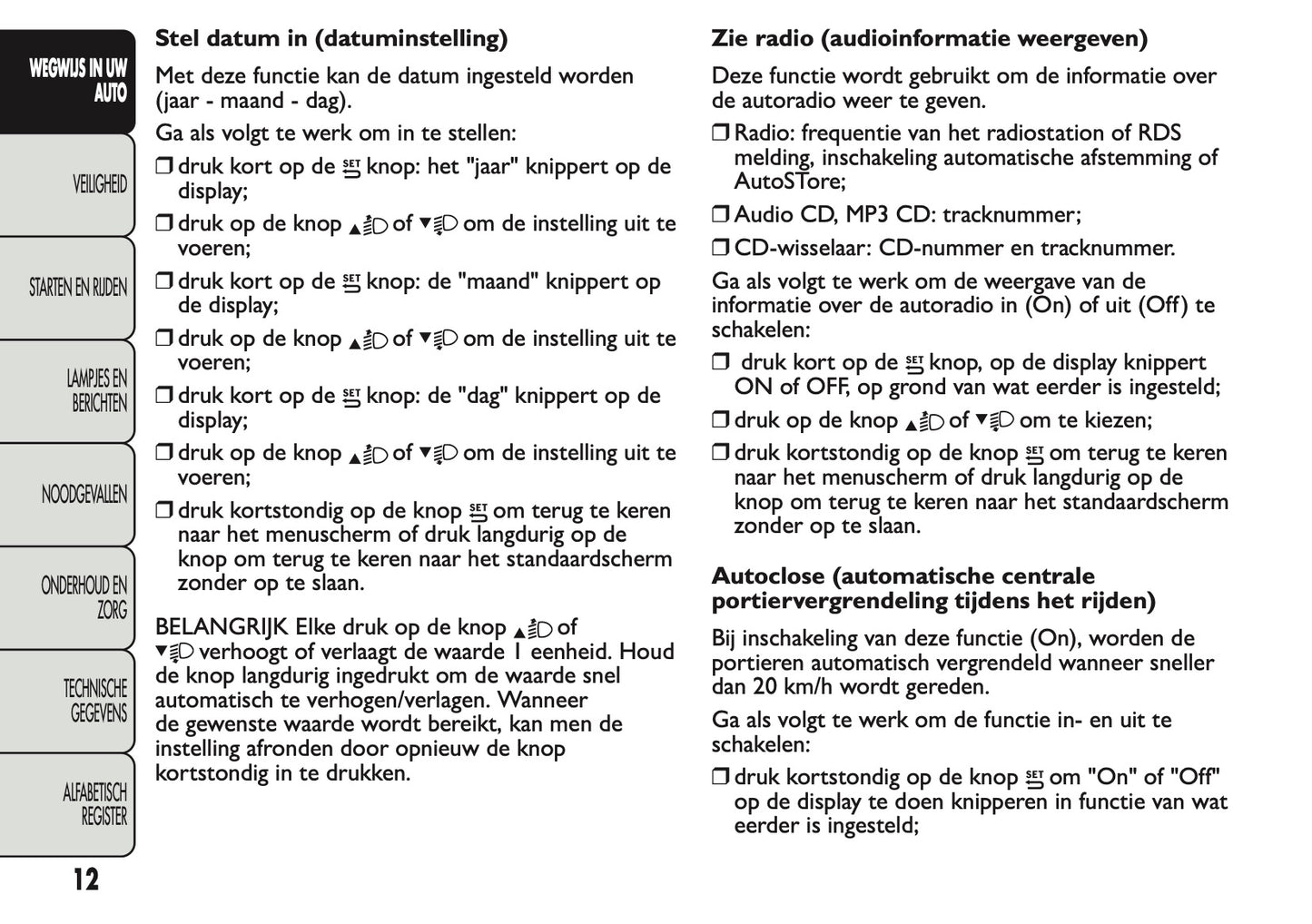 2013 Fiat Panda Owner's Manual | Dutch