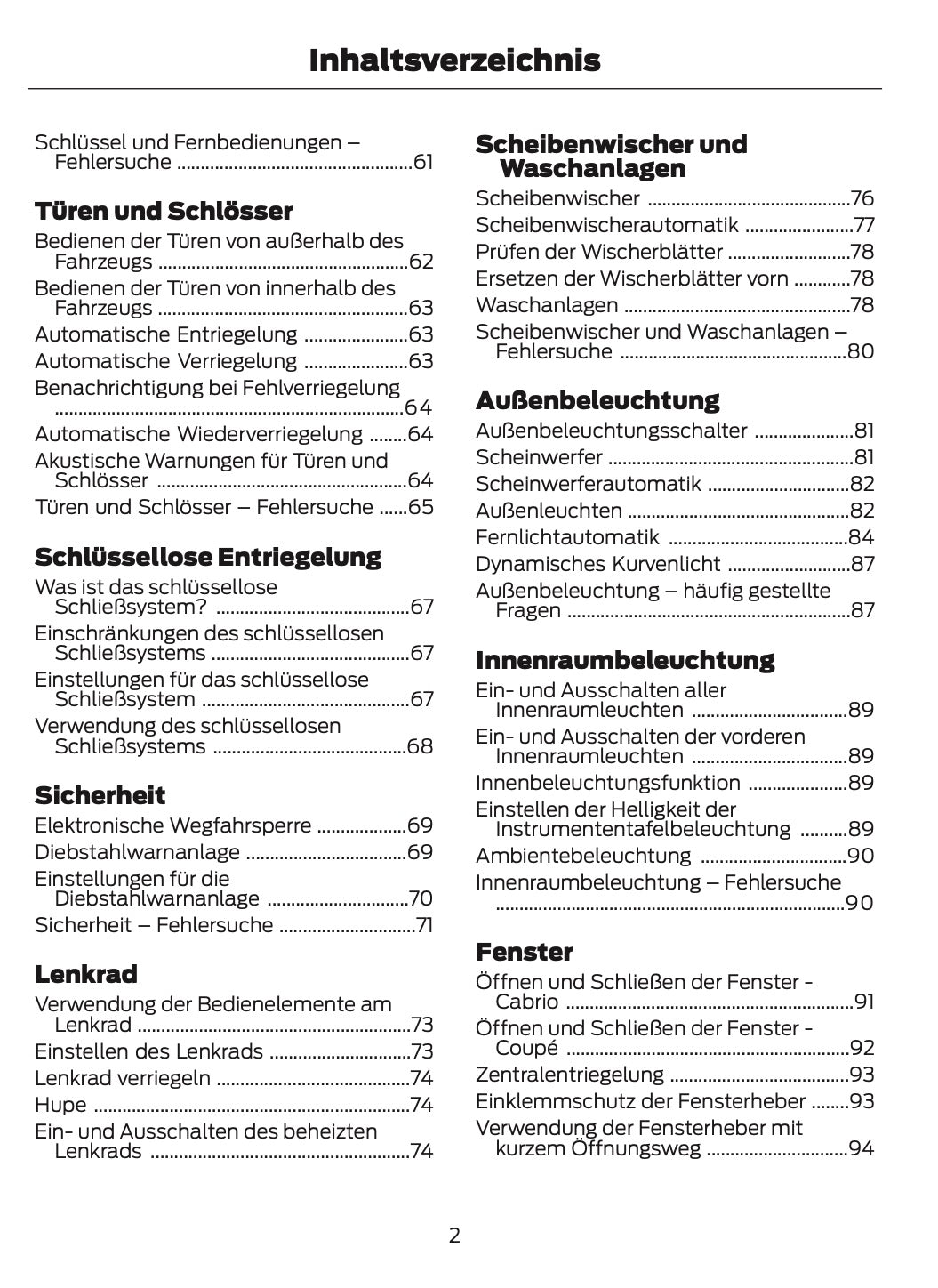 2025-2026 Ford Mustang Owner's Manual | German