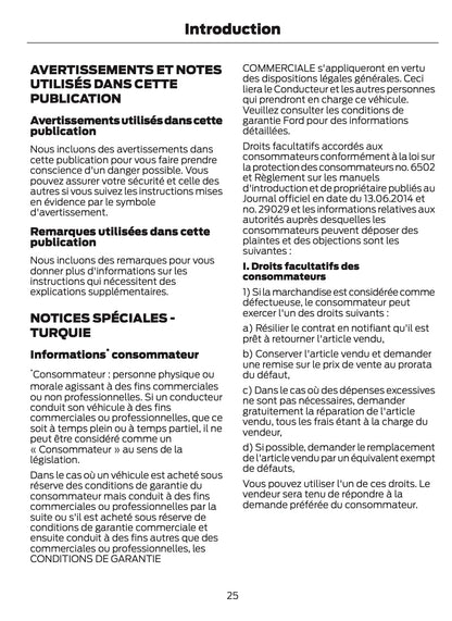 2024-2025 Ford Tourneo Courier/Transit Courier Owner's Manual | French