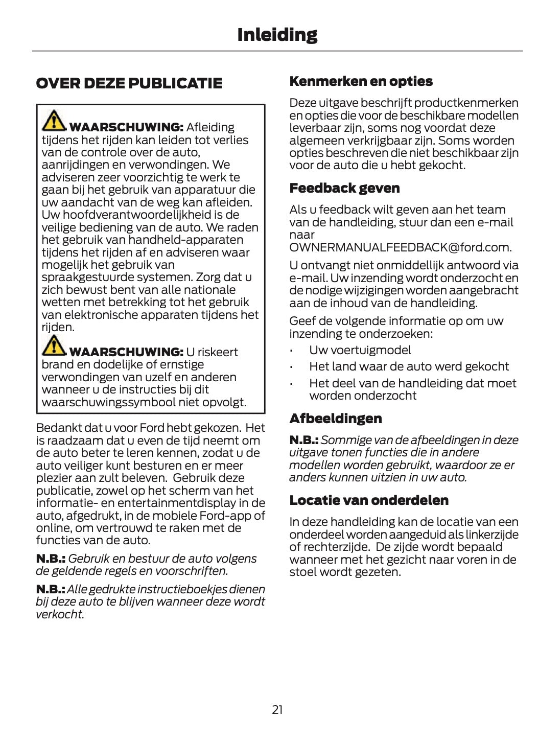 2024-2025 Ford Tourneo Courier/Transit Courier Owner's Manual | Dutch