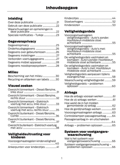 2024-2025 Ford Tourneo Courier/Transit Courier Owner's Manual | Dutch