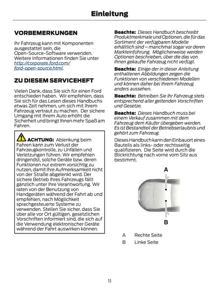 2021-2024 Ford Tourneo Custom/Transit Custom Owner's Manual | German