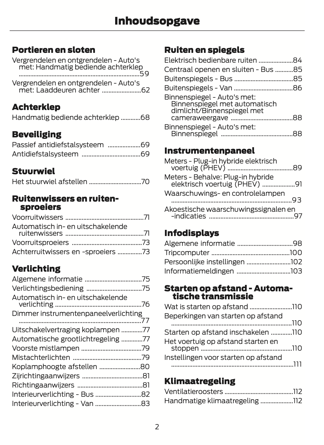 2021-2024 Ford Tourneo Custom/Transit Custom Owner's Manual | Dutch