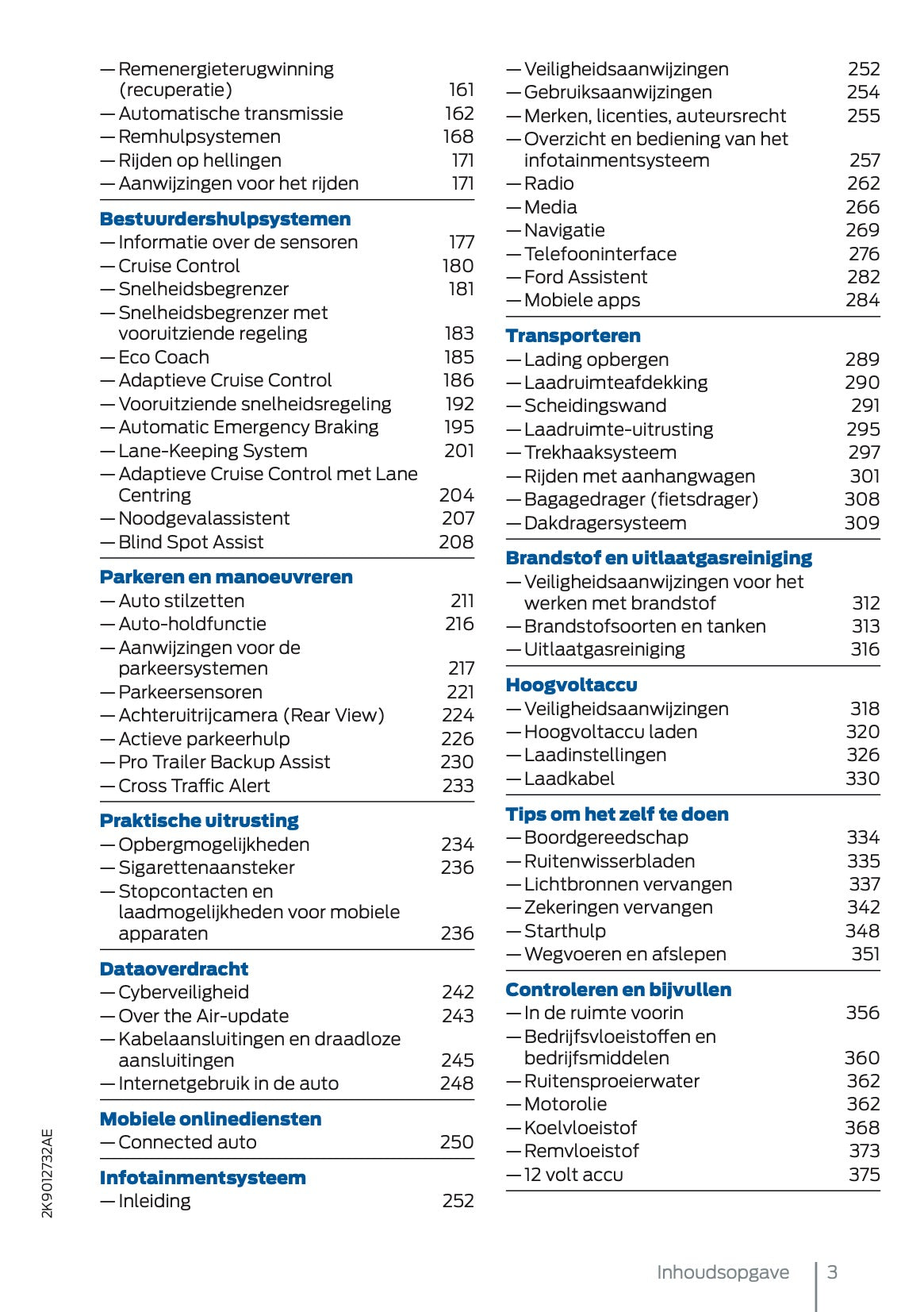 2025 Ford Tourneo Connect/Transit Connect PHEV Owner's Manual | Dutch