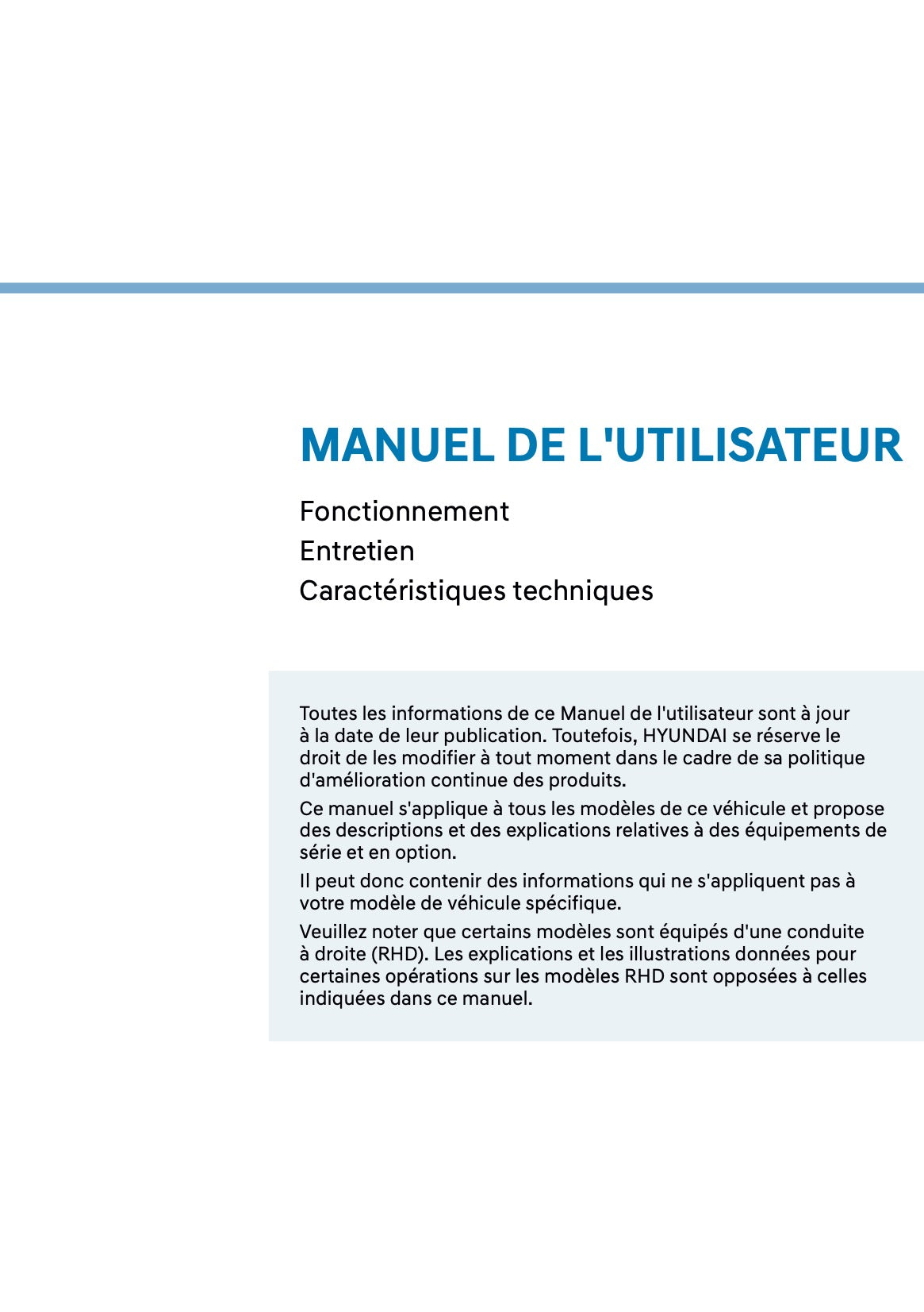 2026 Hyundai Nexo Owner's Manual | French