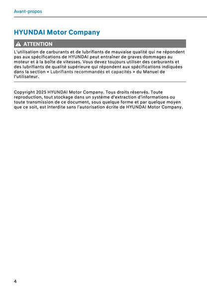 2026 Hyundai Santa Fe PHEV Owner's Manual | French