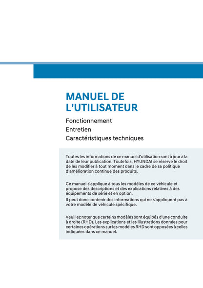 2025-2026 Hyundai Tucson Owner's Manual | French