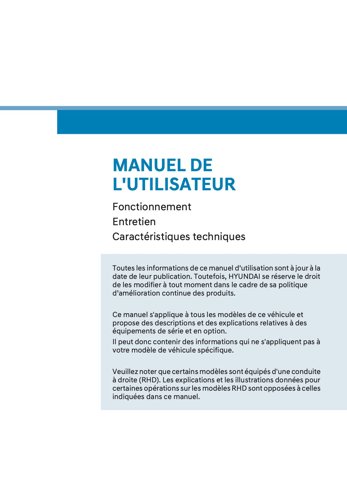 2025-2026 Hyundai Tucson/Tucson Hybrid Owner's Manual | French