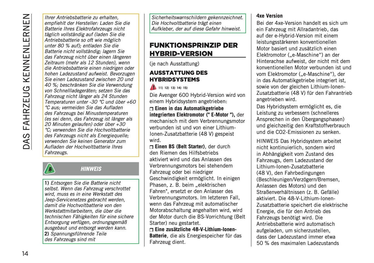 2025-2026 Jeep Avenger Bedienungsanleitung | Deutsch