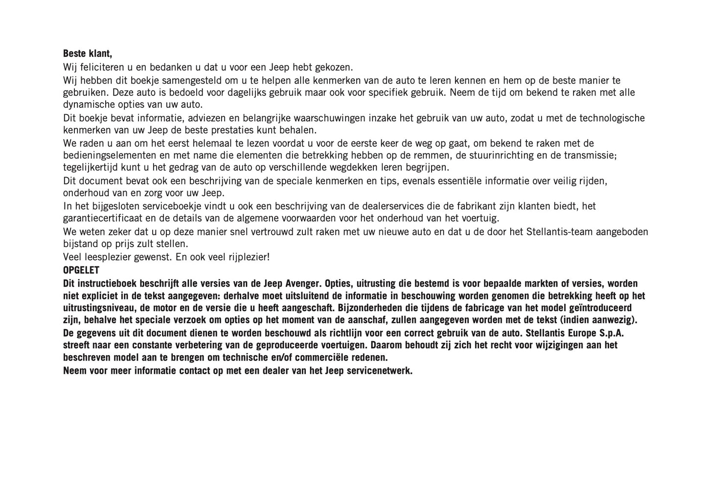 2026 Jeep Avenger Gebruikershandleiding | Nederlands