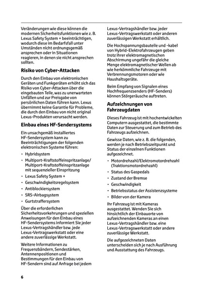 2025-2026 Lexus LBX Owner's Manual | German