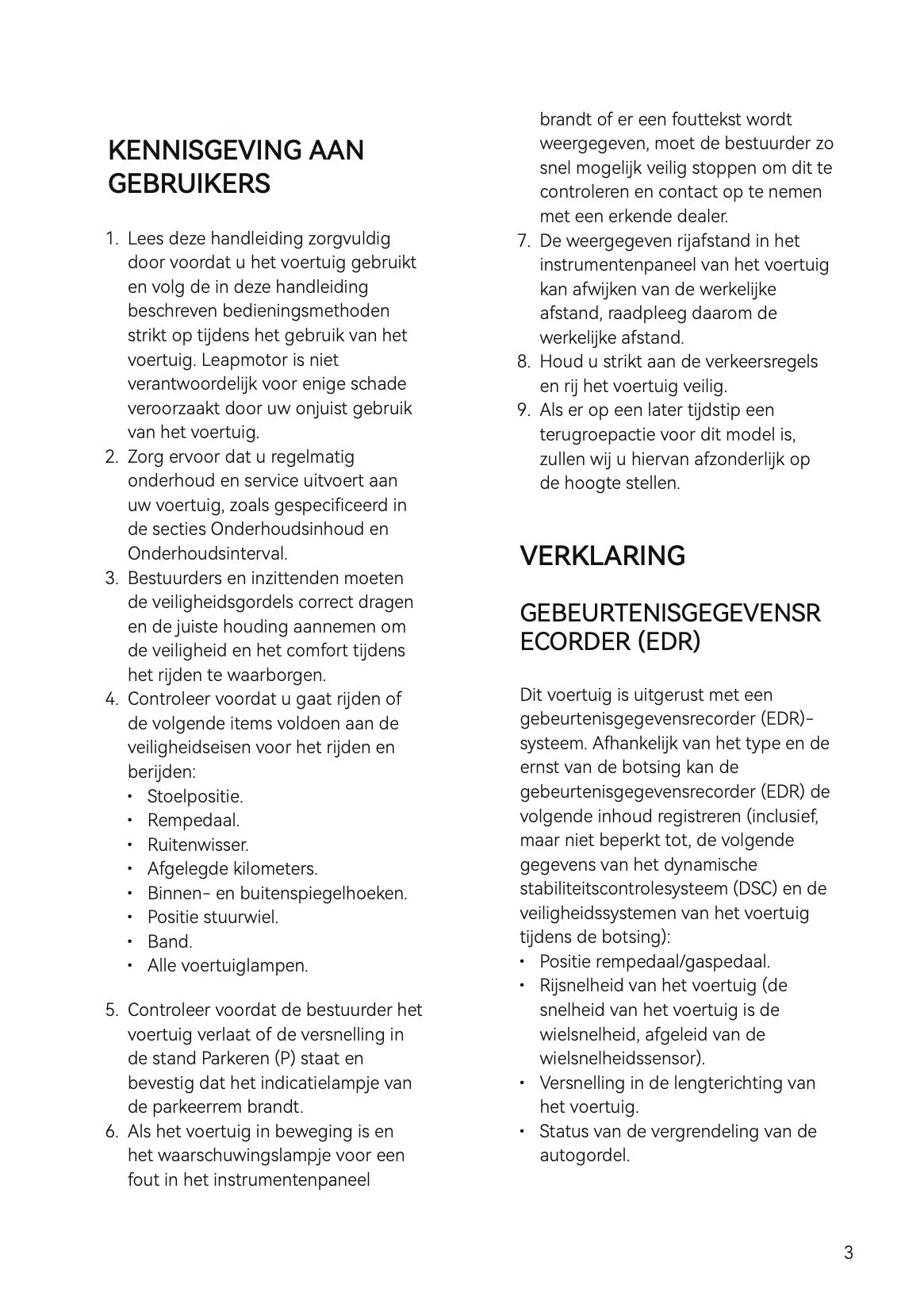 2025-2026 Leapmotor B10 Owner's Manual | Dutch