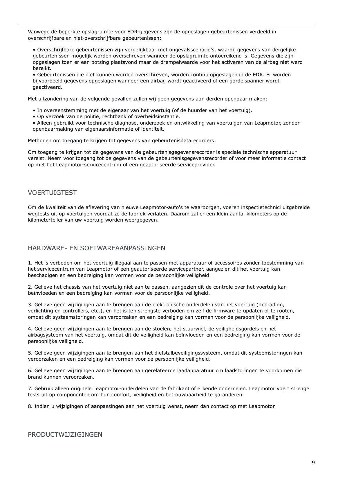 2025 Leapmotor C10 Owner's Manual | Dutch