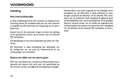 2024-2025 MG MG4 Electric Owner's Manual | Dutch