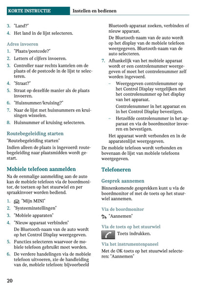 2020-2021 Mini Countryman Plug-in-Hybrid Owner's Manual | Dutch