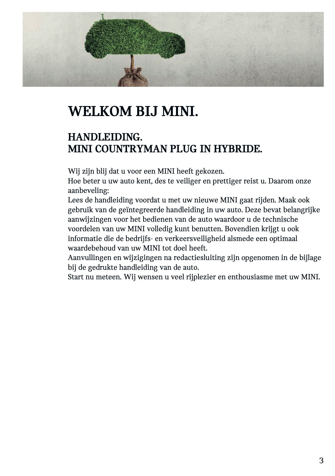 2020-2021 Mini Countryman Plug-in-Hybrid Owner's Manual | Dutch