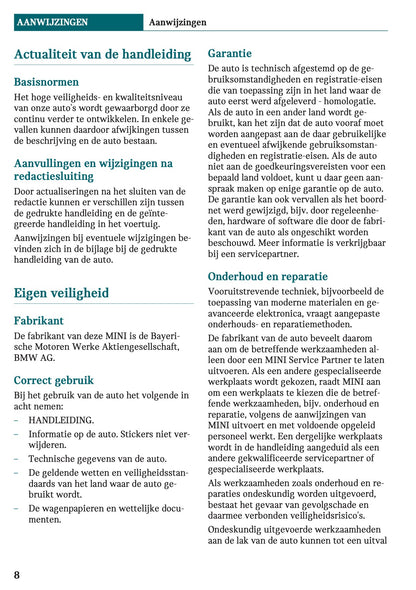 2020-2021 Mini Countryman Plug-in-Hybrid Owner's Manual | Dutch