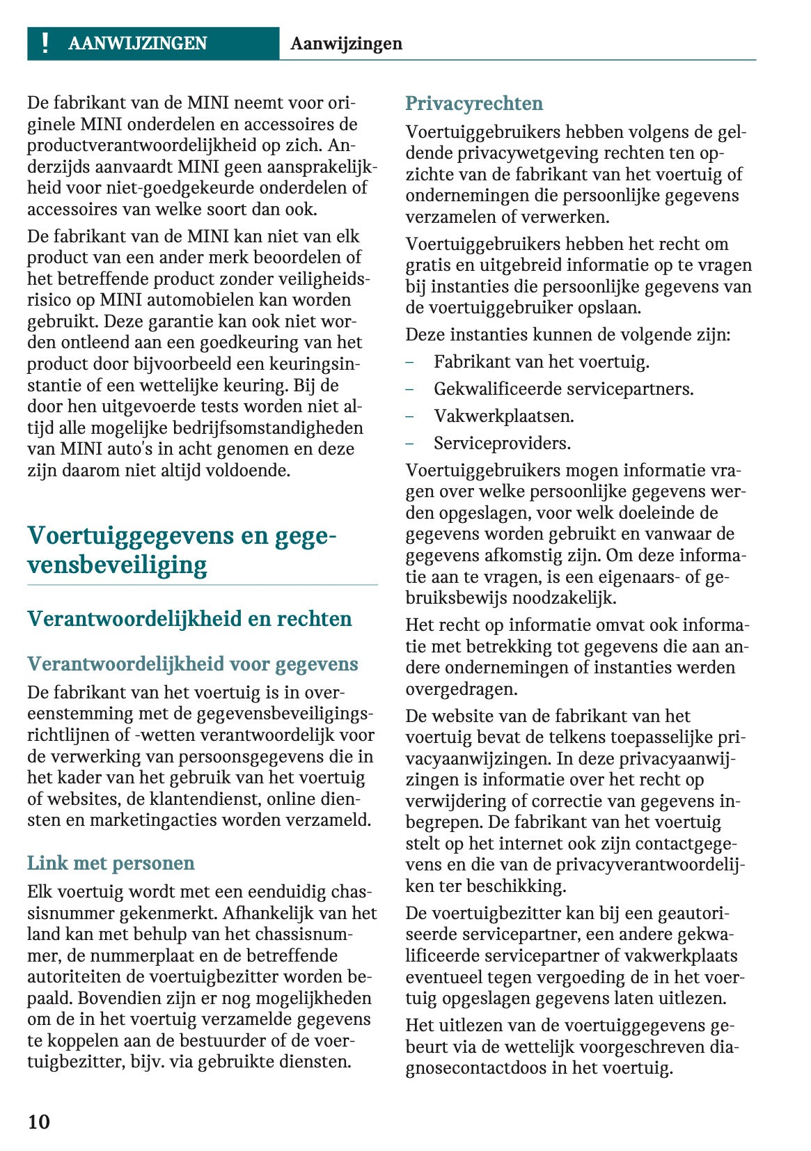 2023 Mini Mini Owner's Manual | Dutch