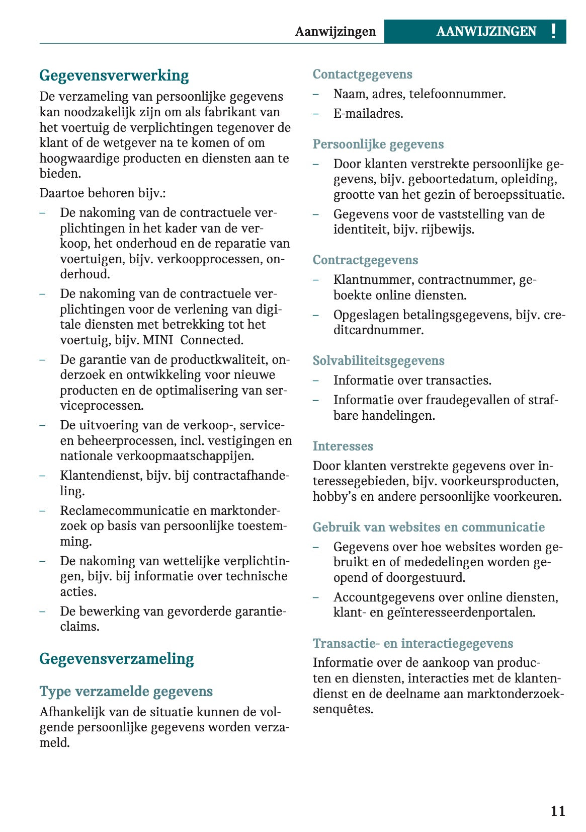 2023 Mini Mini Owner's Manual | Dutch