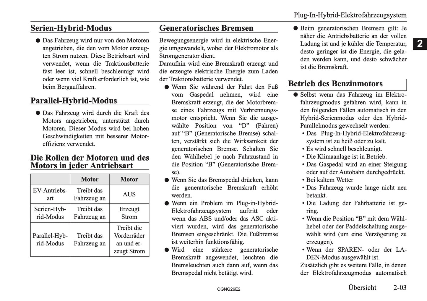 2026 Mitsubishi Outlander PHEV Bedienungsanleitung | Deutsch