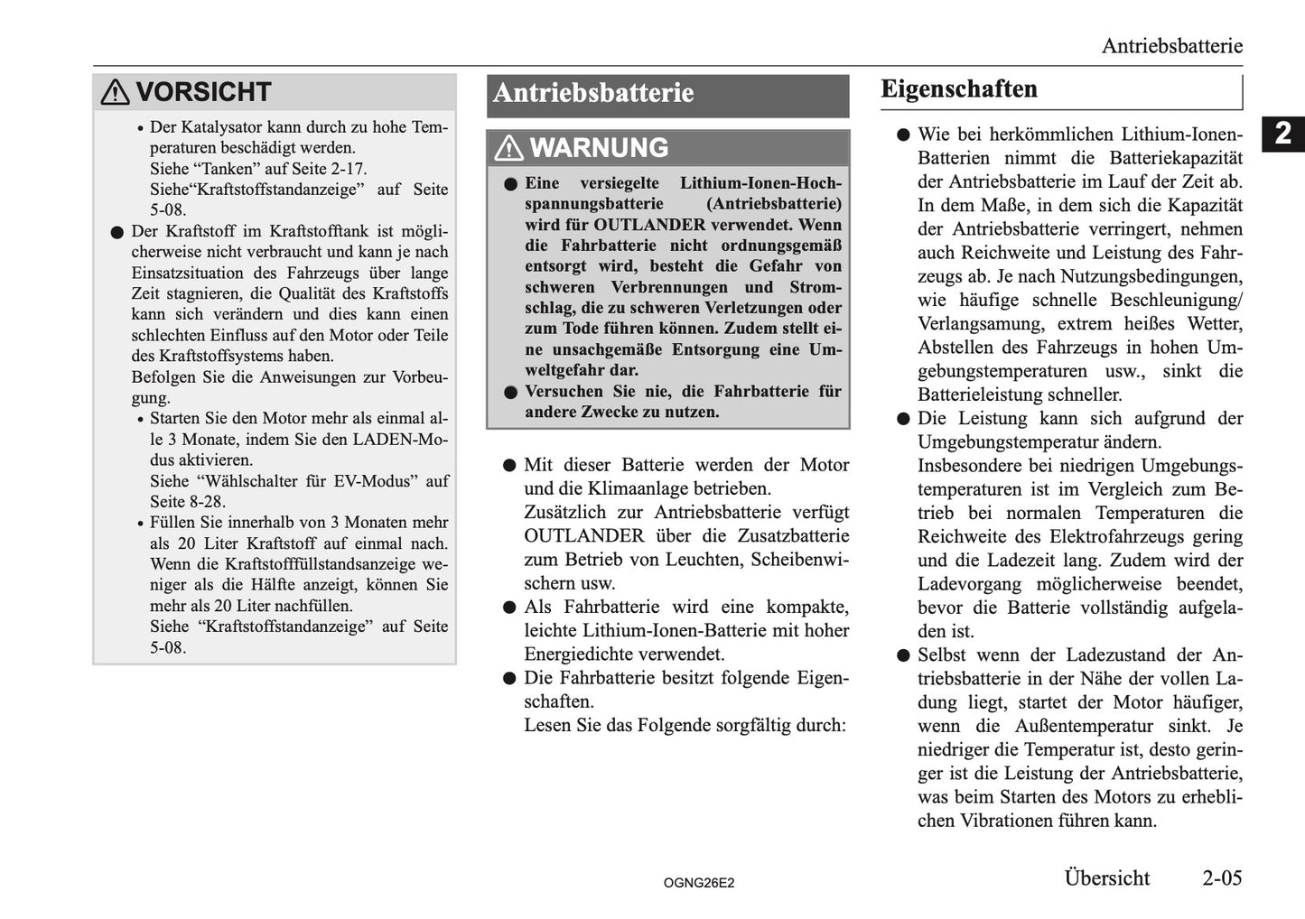 2026 Mitsubishi Outlander PHEV Bedienungsanleitung | Deutsch