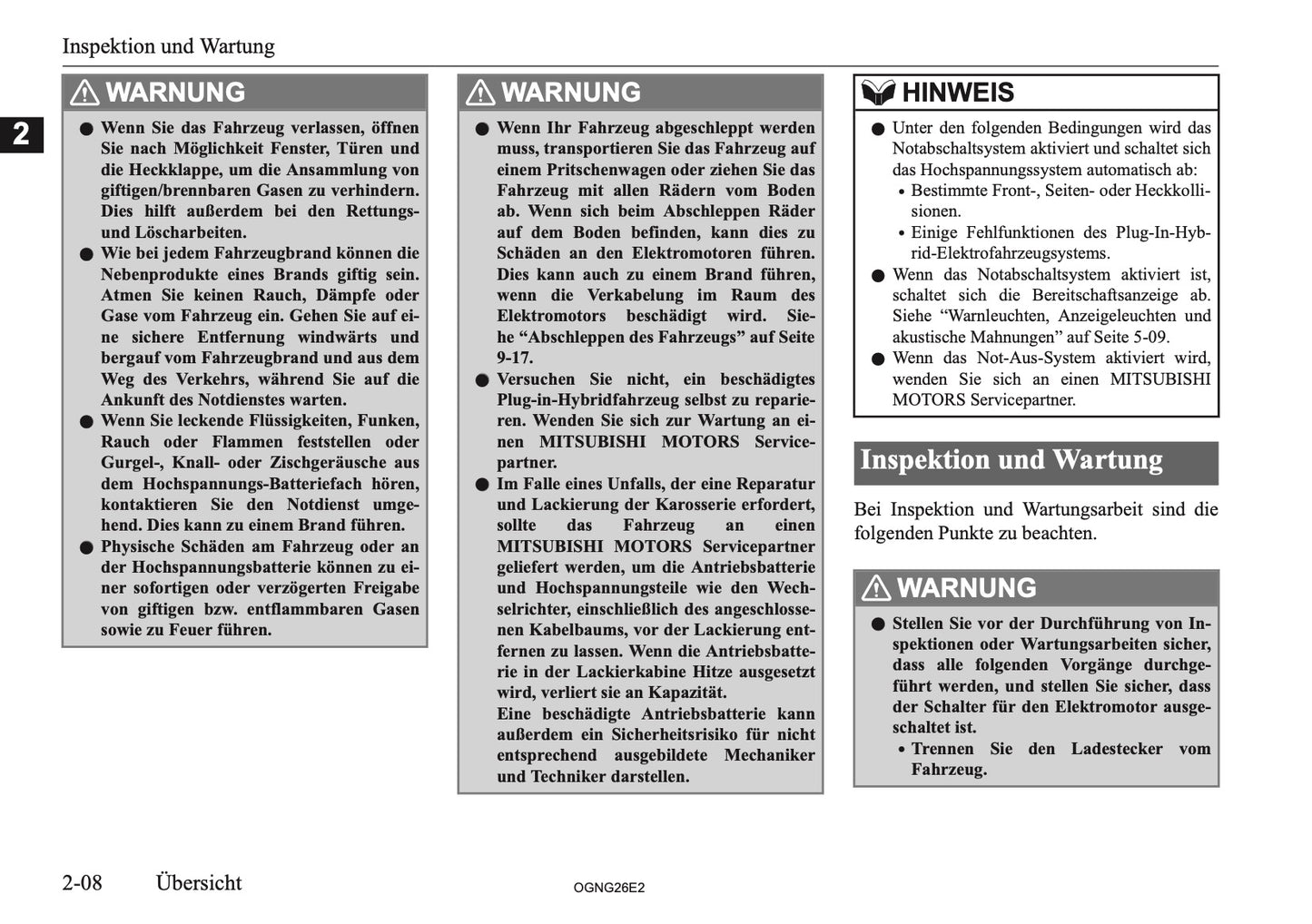 2026 Mitsubishi Outlander PHEV Bedienungsanleitung | Deutsch