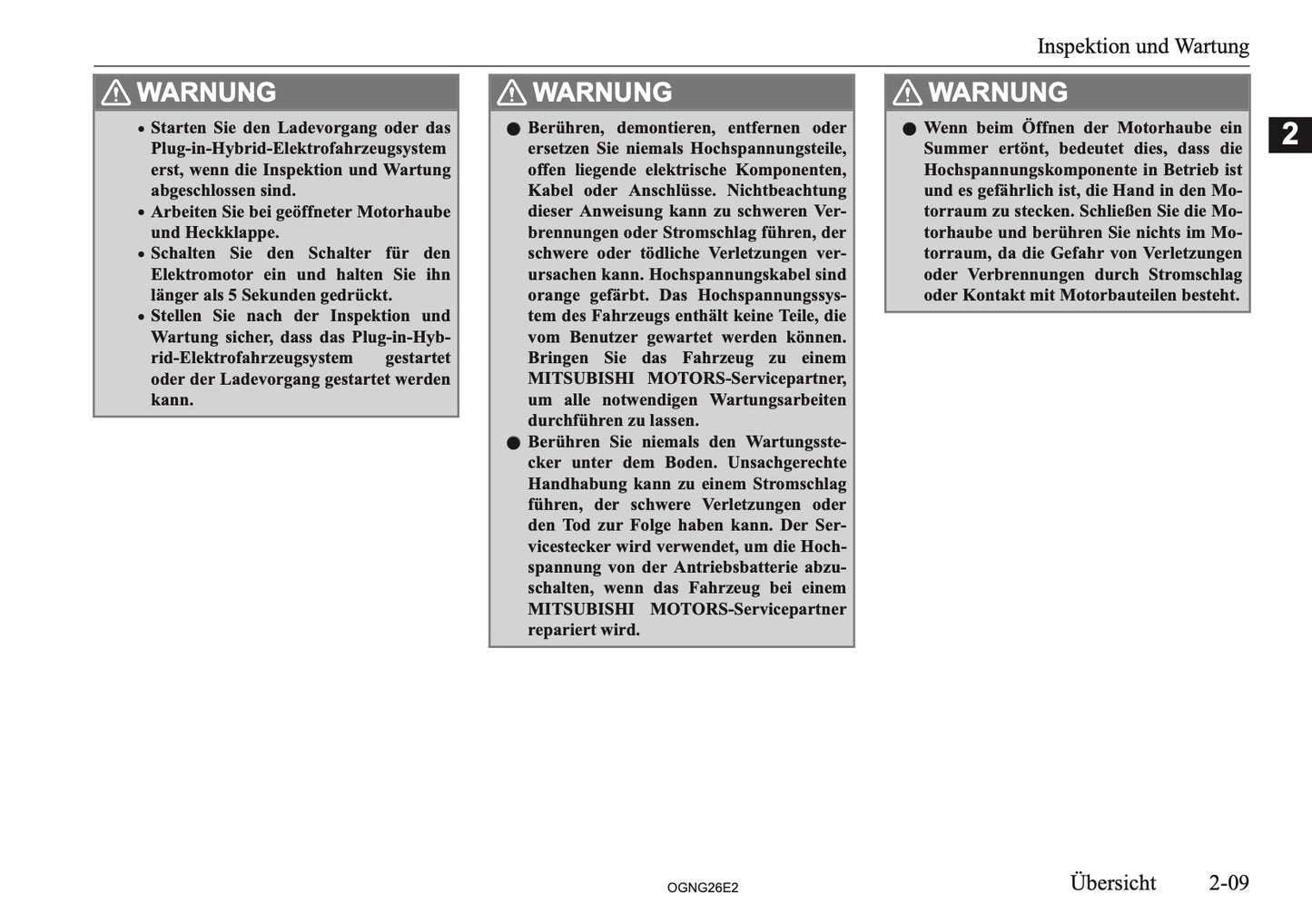 2026 Mitsubishi Outlander PHEV Bedienungsanleitung | Deutsch