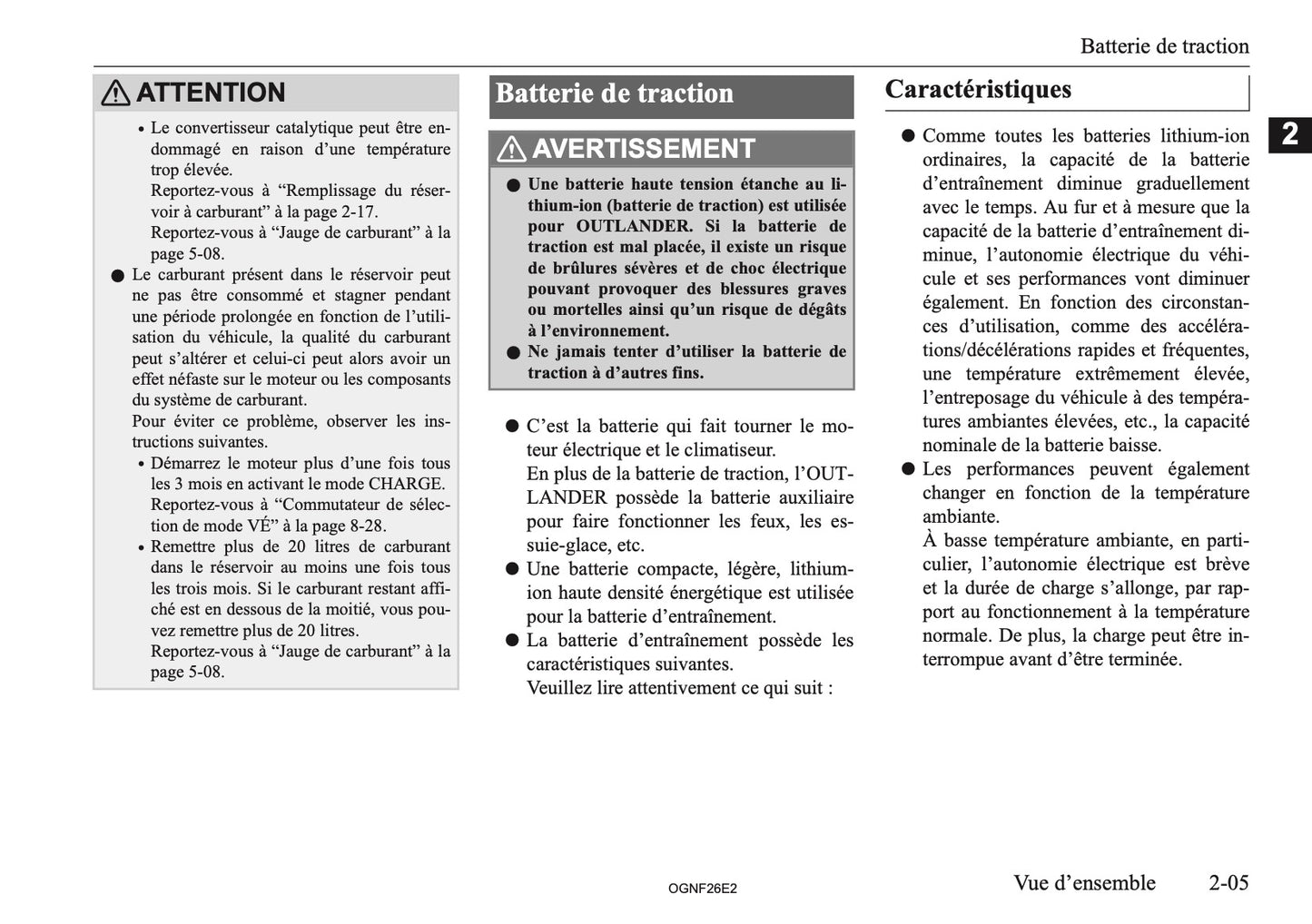 2026 Mitsubishi Outlander PHEV Owner's Manual | French