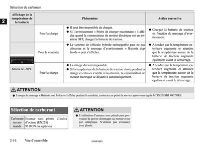 2026 Mitsubishi Outlander PHEV Owner's Manual | French
