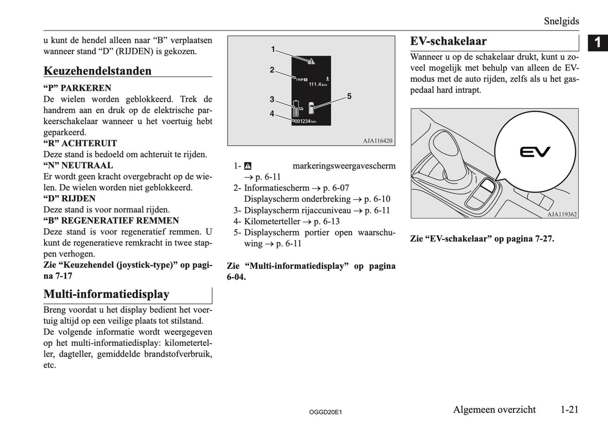 2020-2021 Mitsubishi Outlander PHEV Owner's Manual | Dutch