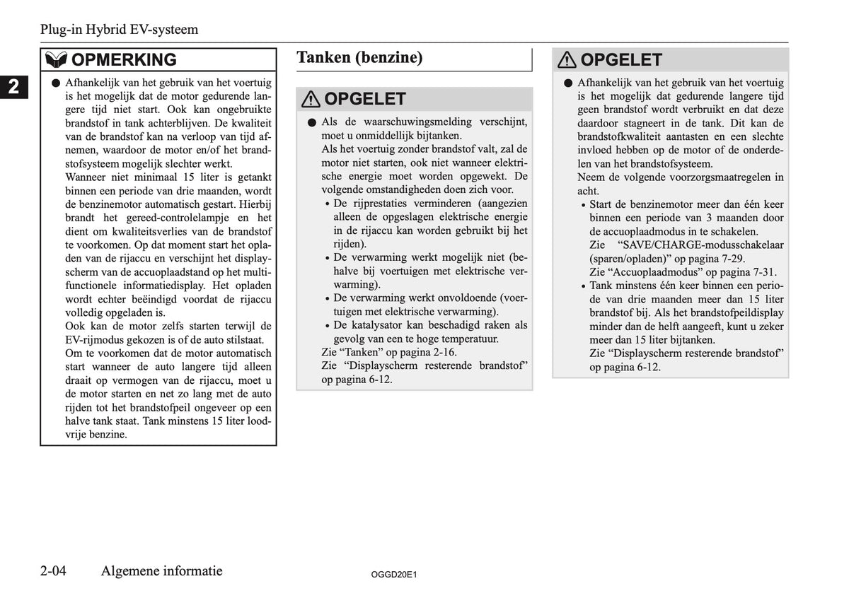 2020-2021 Mitsubishi Outlander PHEV Owner's Manual | Dutch