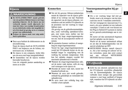 2020-2021 Mitsubishi Outlander PHEV Owner's Manual | Dutch