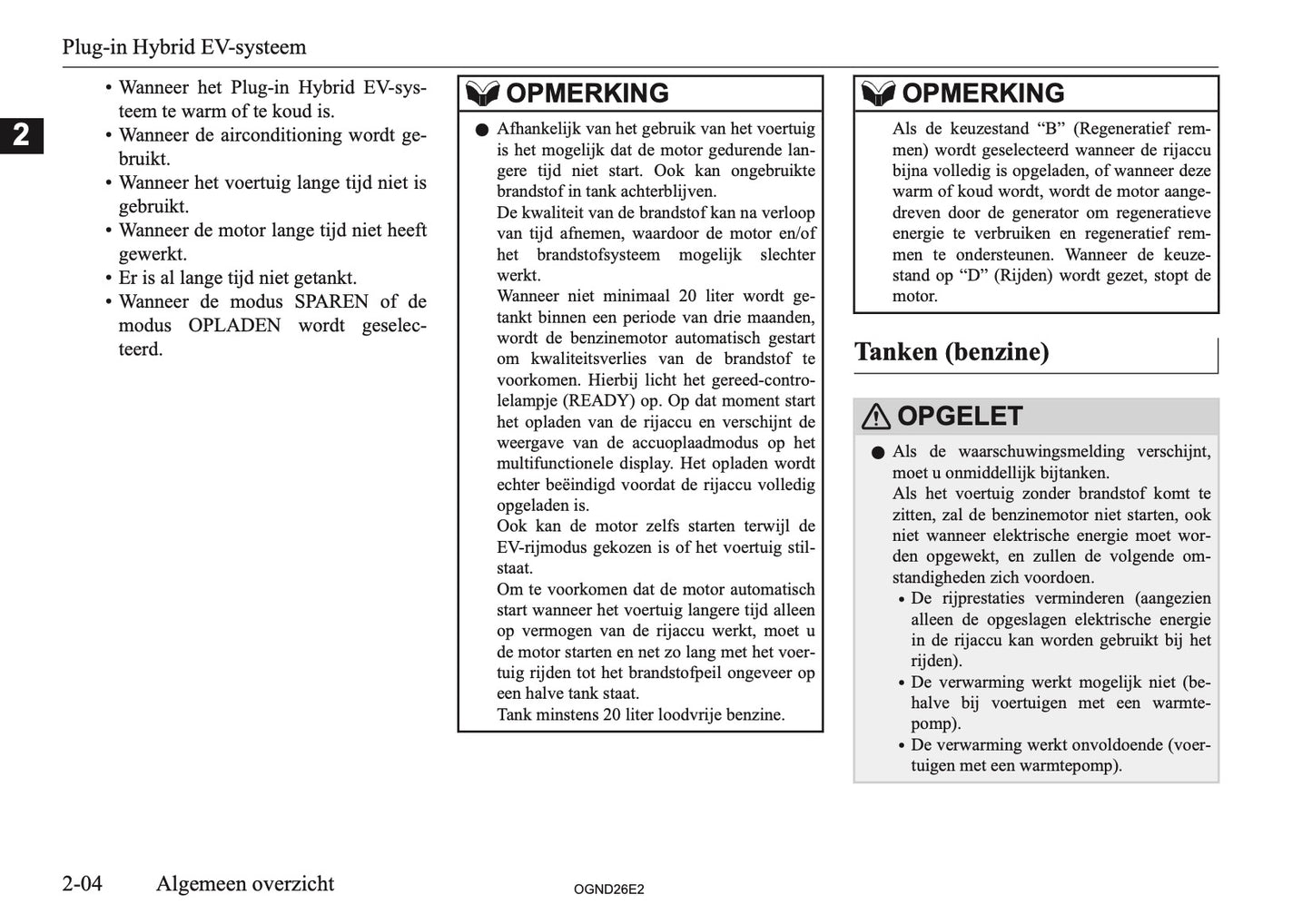 2026 Mitsubishi Outlander PHEV Owner's Manual | Dutch