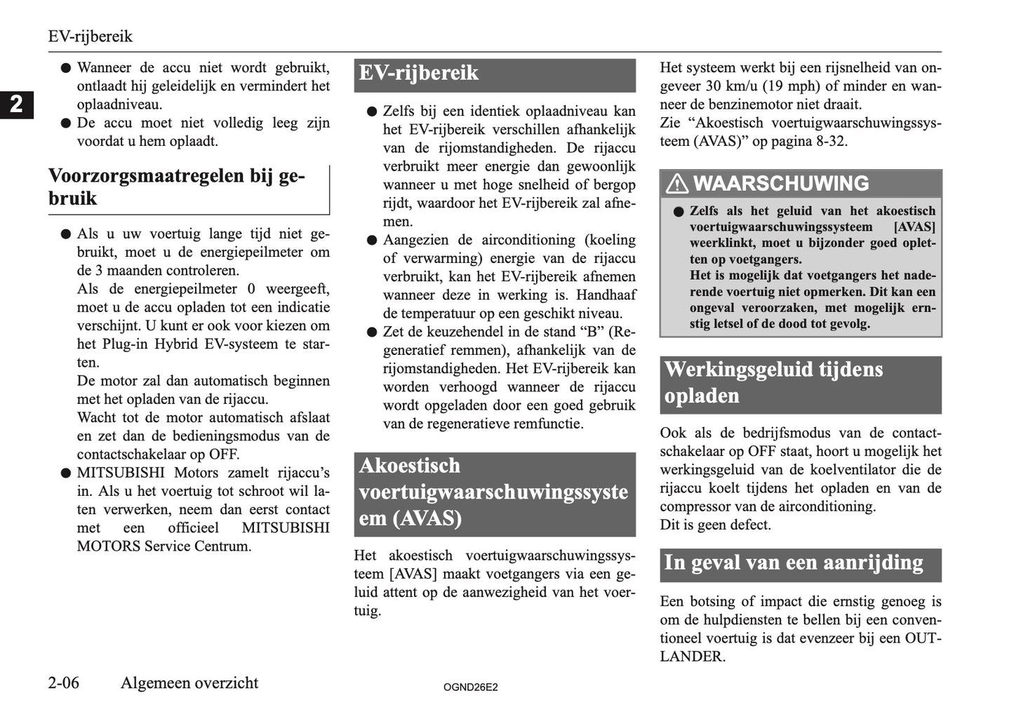 2026 Mitsubishi Outlander PHEV Owner's Manual | Dutch