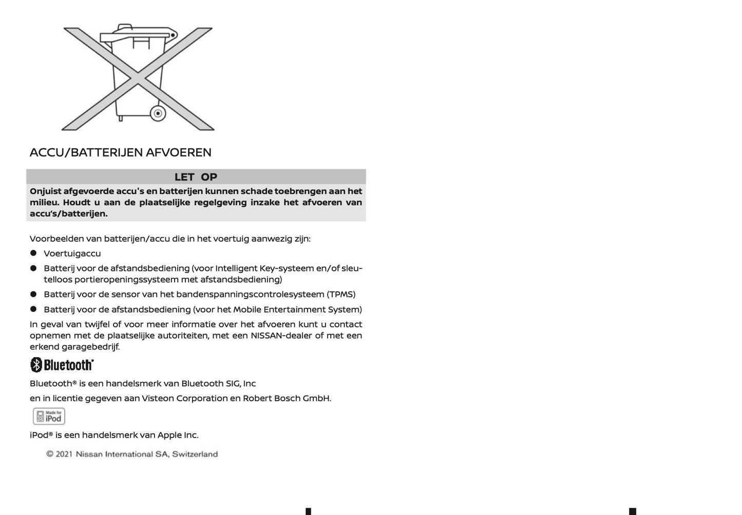 2021-2022 Nissan Qashqai Owner's Manual | Dutch