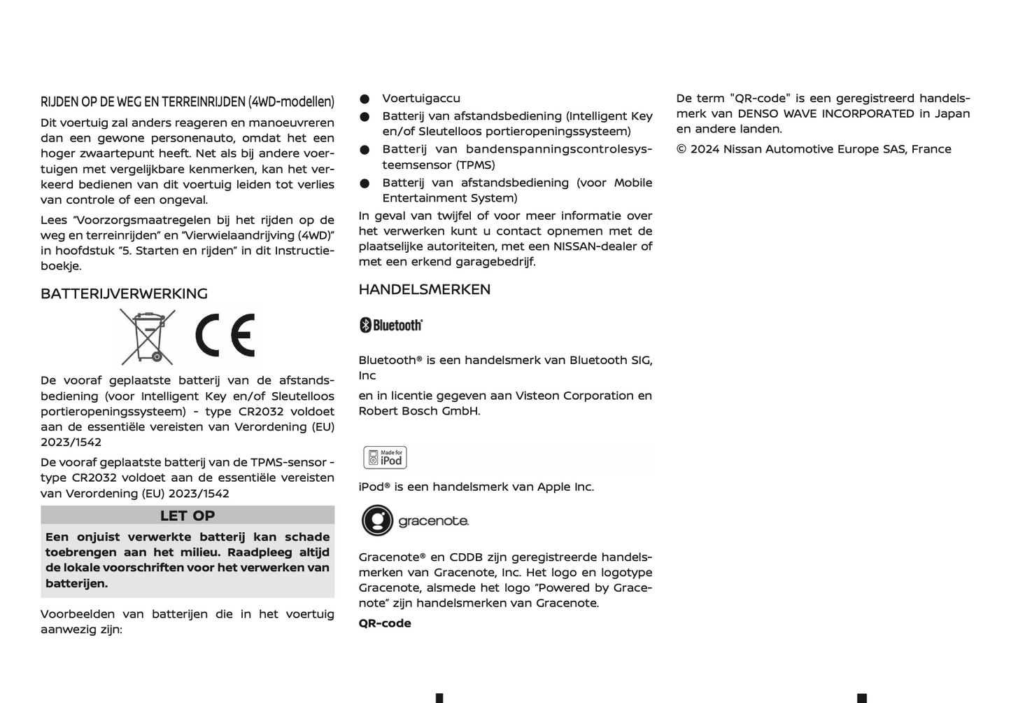 2024 Nissan Qashqai Owner's Manual | Dutch